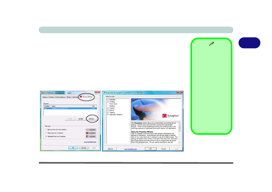 Gestures and device settings, Gestures and device settings -11, 2gestures and device settings | chiliGREEN M770K User Manual | Page 61 / 210