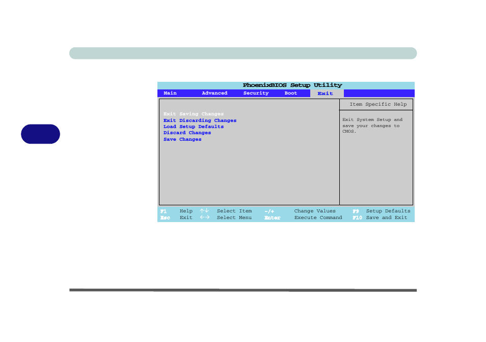 Exit menu, Exit menu -12, Bios utilities 5 - 12 exit menu | Figure 5 - 6 | chiliGREEN M670SRU User Manual | Page 94 / 226