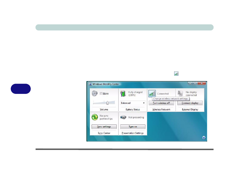 Windows mobility center, Windows mobility center -6, 7windows mobility center | chiliGREEN M57xRU User Manual | Page 106 / 218