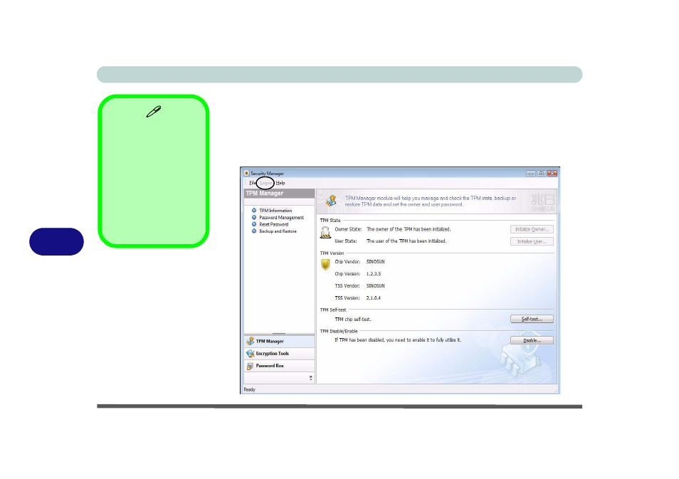 Tpm manager, Tpm manager -22 | chiliGREEN M57xRU User Manual | Page 122 / 218