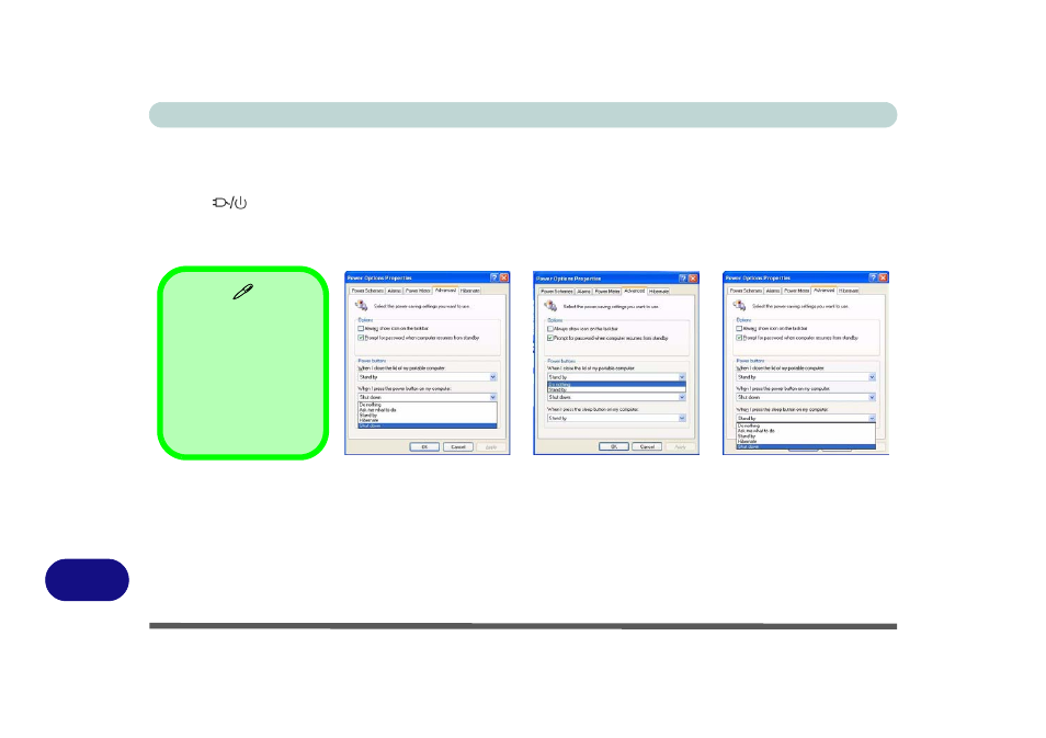 Configuring the power button | chiliGREEN M57xRU User Manual | Page 190 / 218
