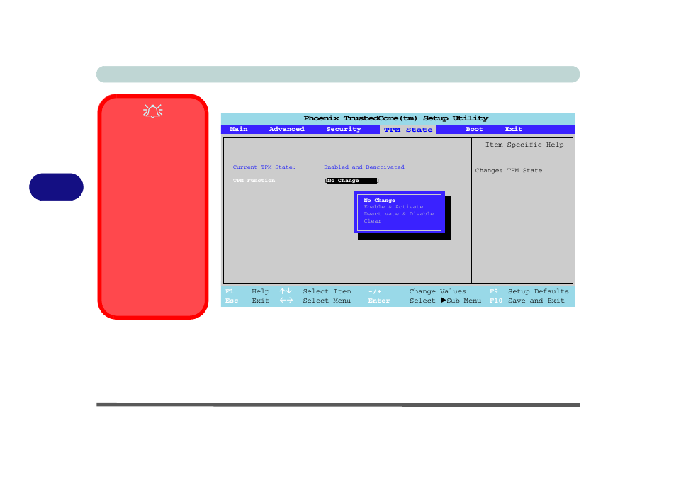 Tpm state, Tpm function (tpm state), Tpm state -12 tpm function (tpm state) -12 | Bios utilities 5 - 12 tpm state, Figure 5 - 5 | chiliGREEN M57xRU User Manual | Page 86 / 218