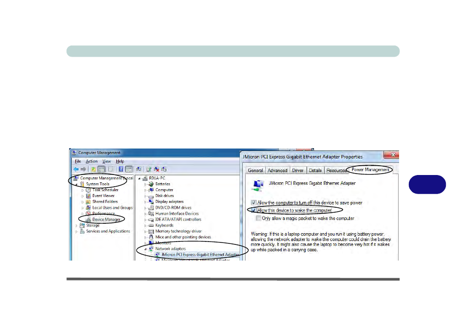 Wake on lan setup, Wake on lan setup -17 | chiliGREEN E7130 User Manual | Page 165 / 188