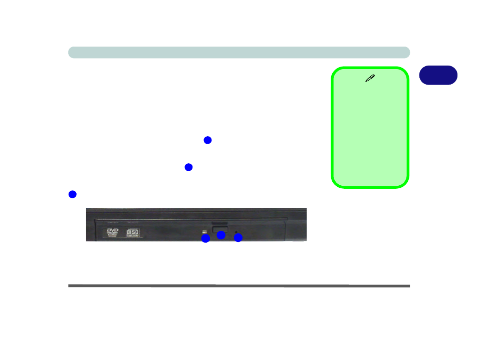 Optical (cd/dvd) device, Loading discs, Optical (cd/dvd) device -3 loading discs -3 | chiliGREEN E7130 User Manual | Page 43 / 188