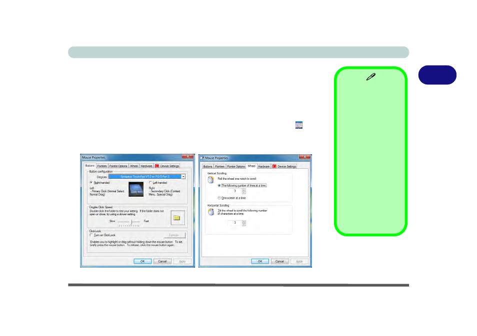 Touchpad and buttons/mouse, Touchpad and buttons/mouse -7 | chiliGREEN E7130 User Manual | Page 47 / 188