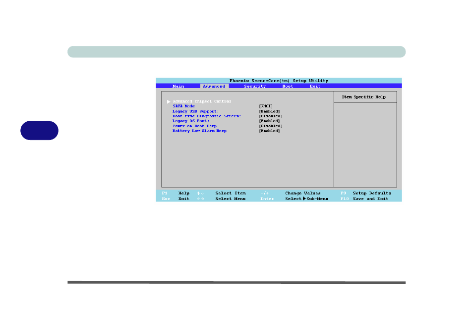 Advanced menu, Advanced chipset control (advanced menu) | chiliGREEN E7130 User Manual | Page 90 / 188