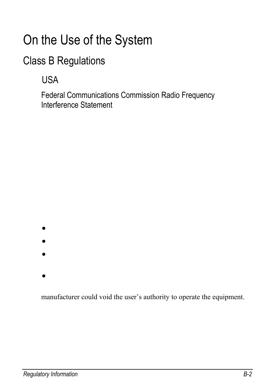 On the use of the system, Class b regulations | chiliGREEN 9270D User Manual | Page 100 / 109