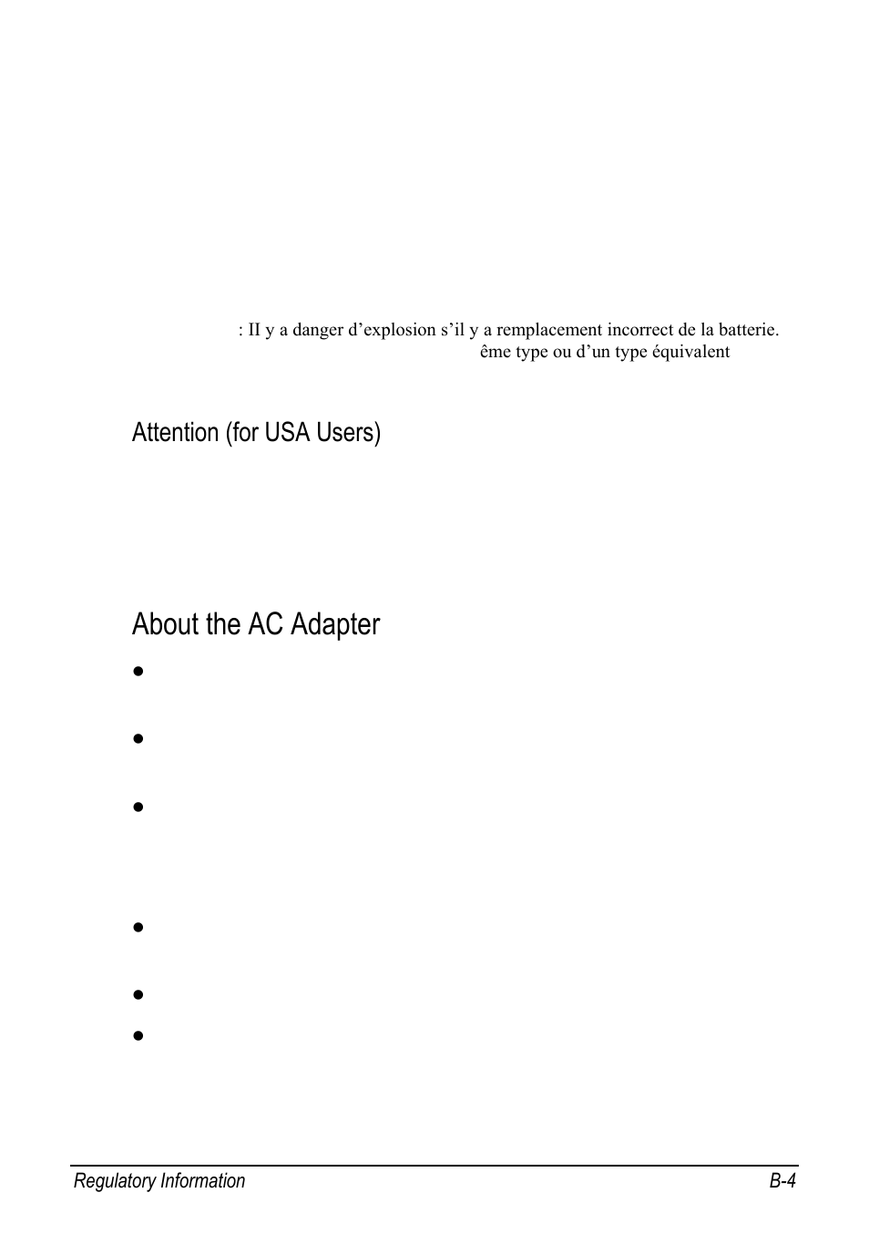 Attention (for usa users), About the ac adapter | chiliGREEN 9270D User Manual | Page 102 / 109