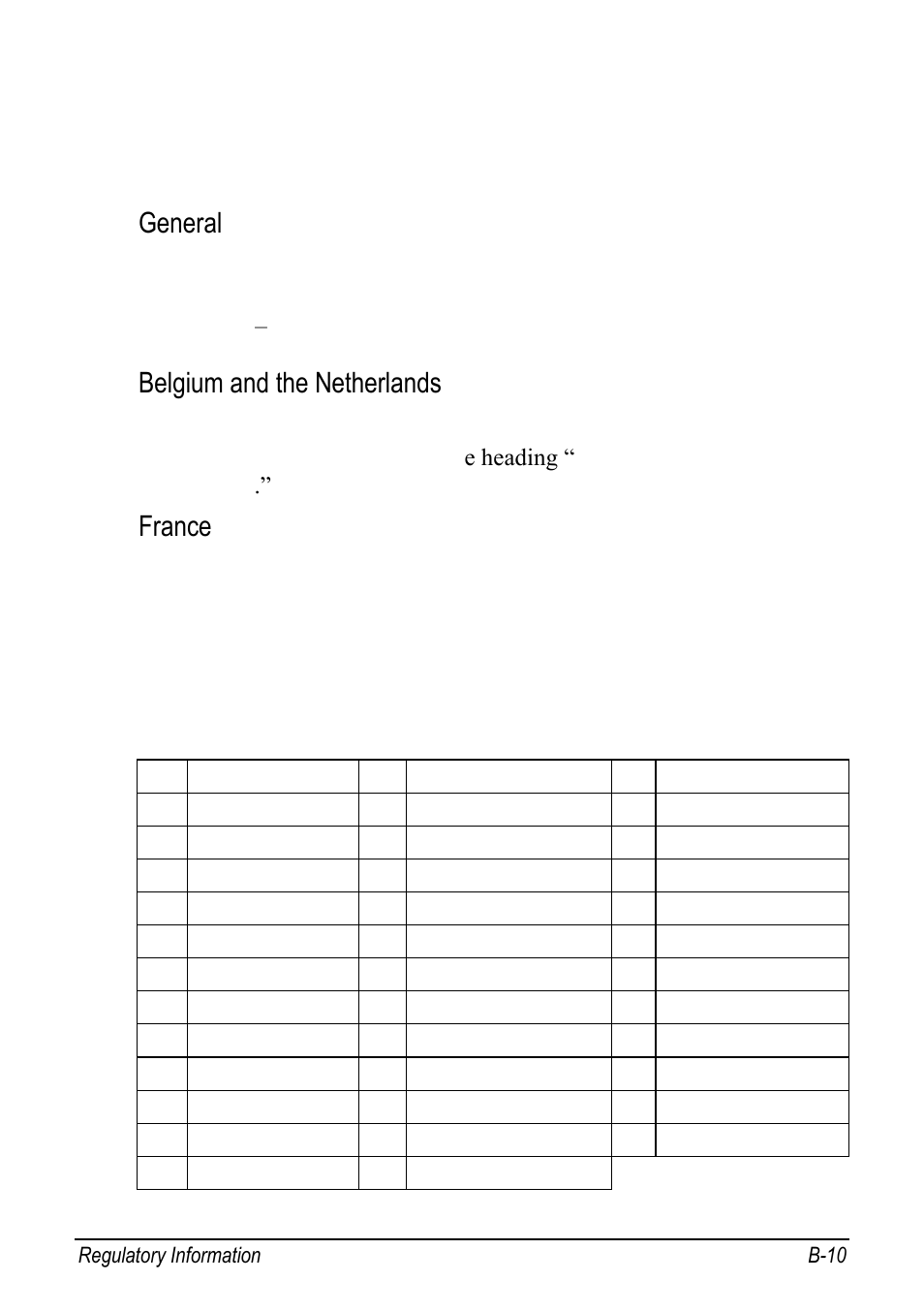General, Belgium and the netherlands, France | chiliGREEN 9270D User Manual | Page 108 / 109