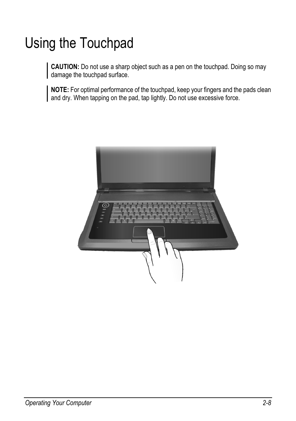 Using the touchpad, Using the touchpad -8 | chiliGREEN 9270D User Manual | Page 24 / 109