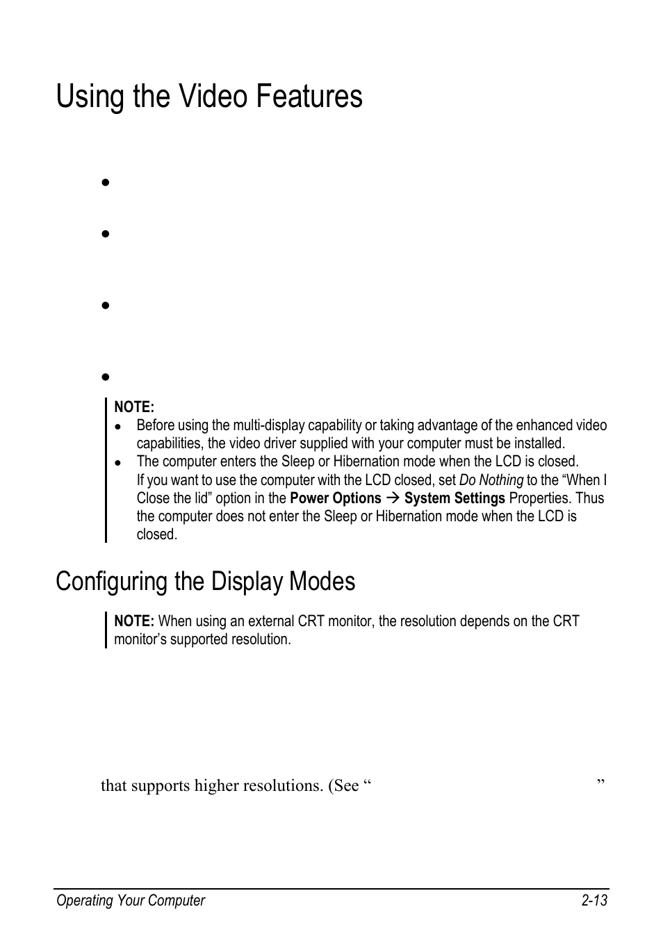 Using the video features, Configuring the display modes, Using the video features -13 | Configuring the display modes -13 | chiliGREEN 9270D User Manual | Page 29 / 109