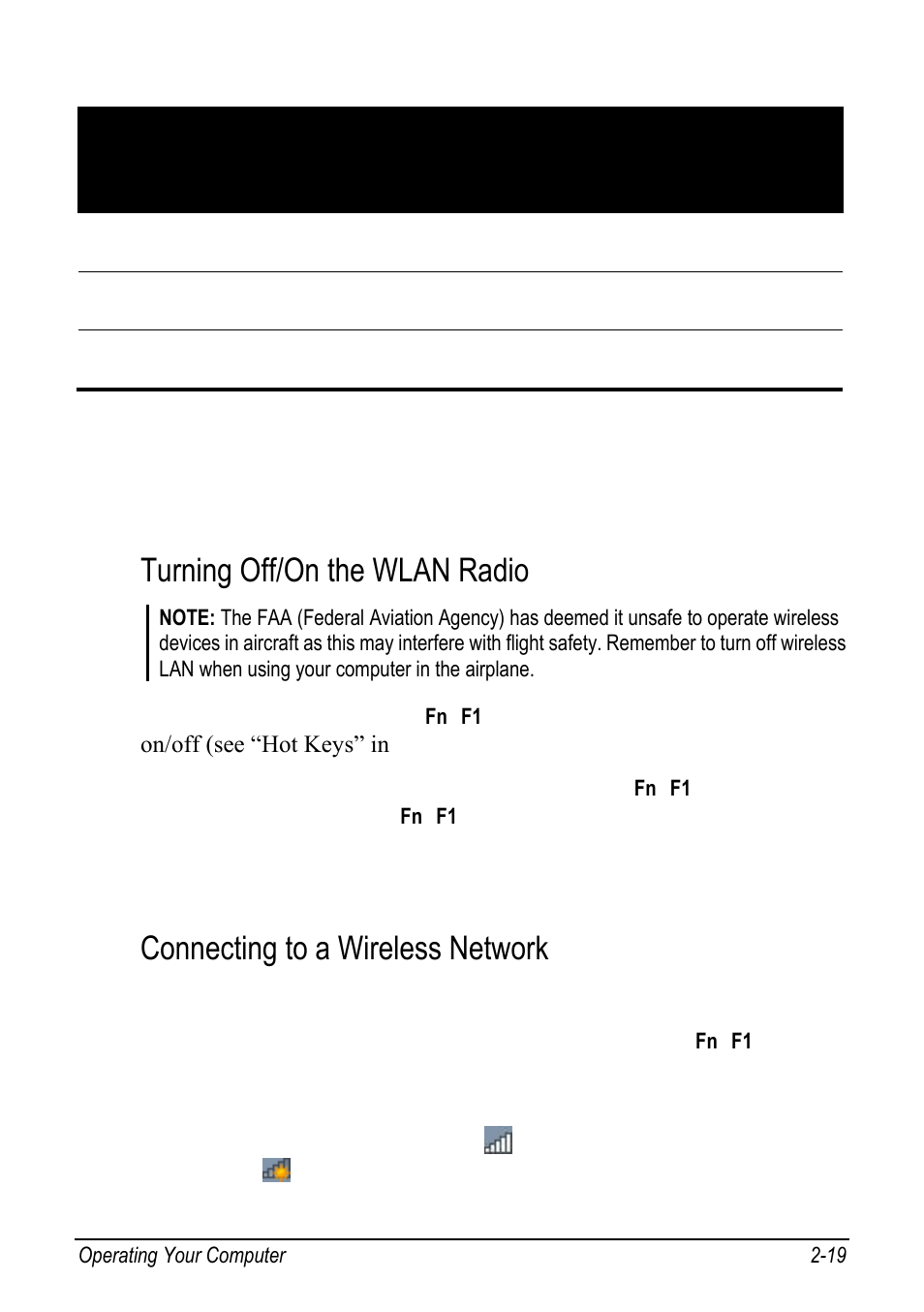 Turning off/on the wlan radio, Connecting to a wireless network, P. 2-19 | chiliGREEN 9270D User Manual | Page 35 / 109