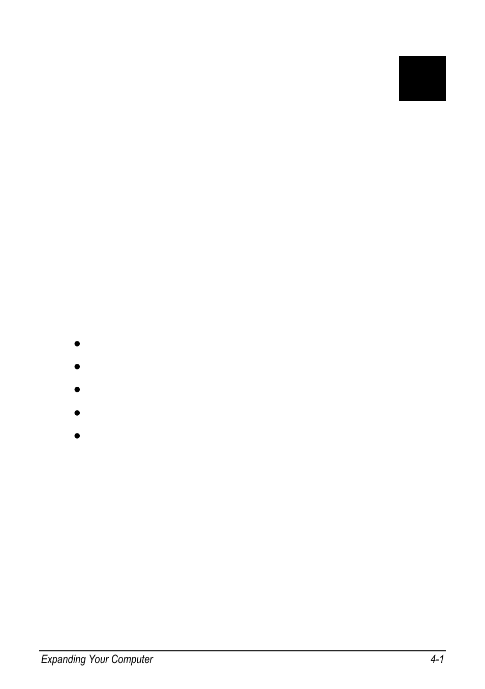 4 expanding your computer, Chapter 4, Expanding your computer -1 | Expanding your computer, Chapter | chiliGREEN 9270D User Manual | Page 52 / 109