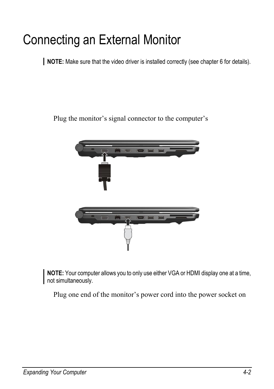 Connecting an external monitor, Connecting an external monitor -2, P. 4-2 | chiliGREEN 9270D User Manual | Page 53 / 109