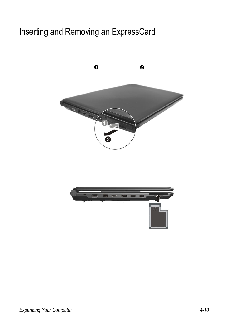 Inserting and removing an expresscard, Inserting and removing an expresscard -10 | chiliGREEN 9270D User Manual | Page 61 / 109