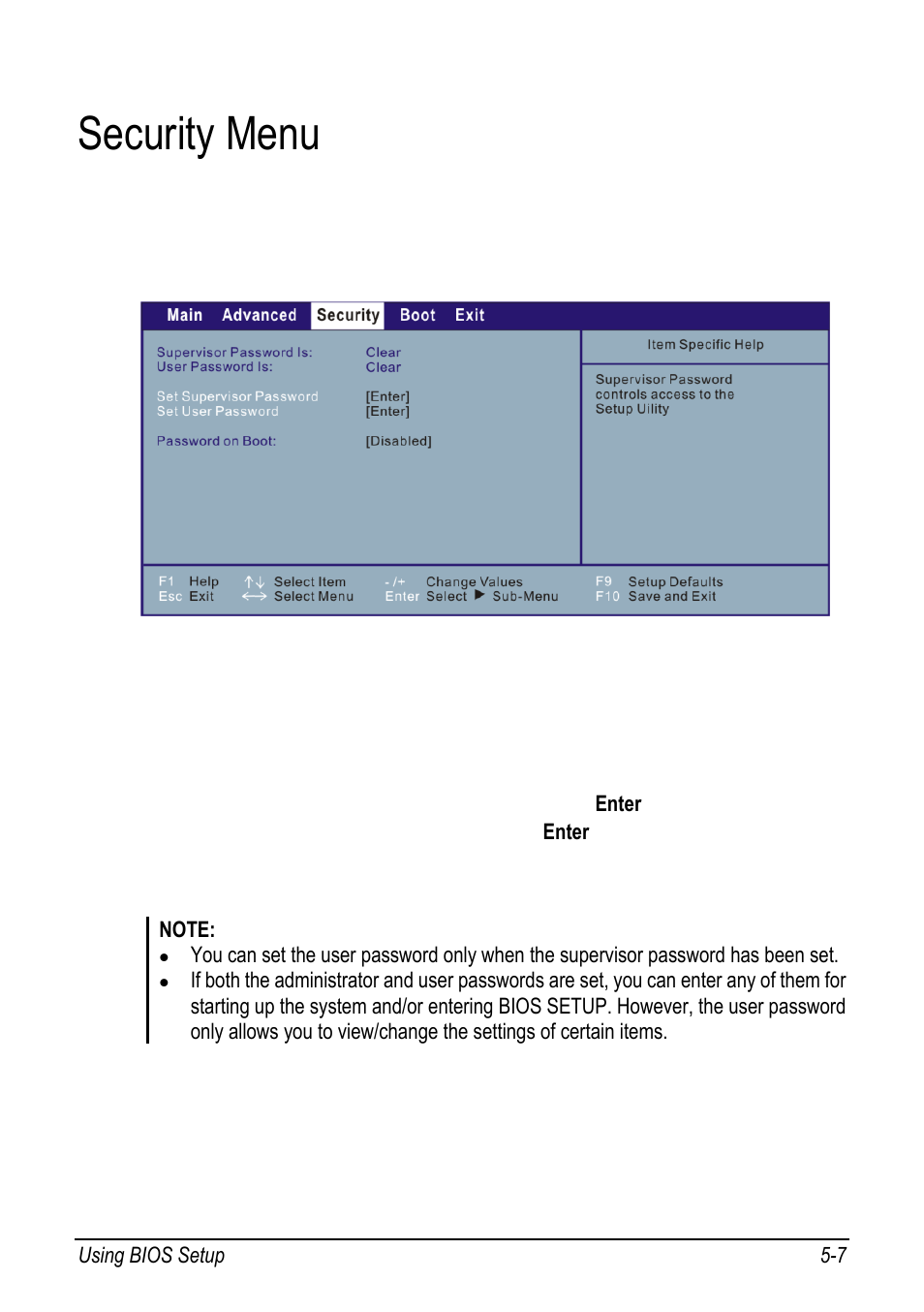 Security menu, Security menu -7 | chiliGREEN 9270D User Manual | Page 72 / 109