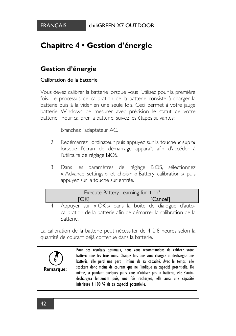 Chapitre 4 • gestion d’énergie, Gestion d’énergie | chiliGREEN X7 User Manual | Page 113 / 198