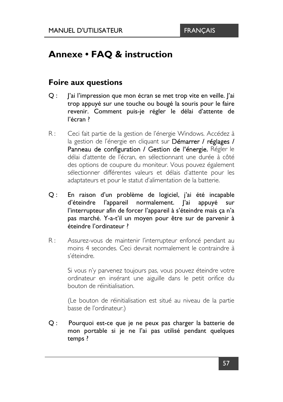 Annexe • faq & instruction, Foire aux questions | chiliGREEN X7 User Manual | Page 128 / 198