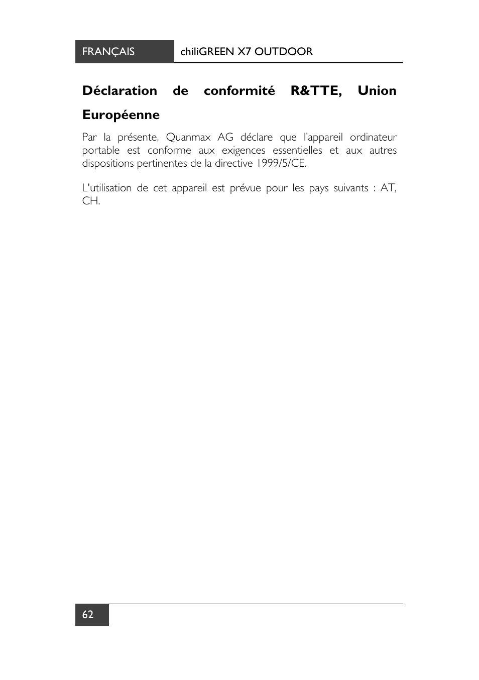Déclaration de conformité r&tte, union européenne | chiliGREEN X7 User Manual | Page 133 / 198