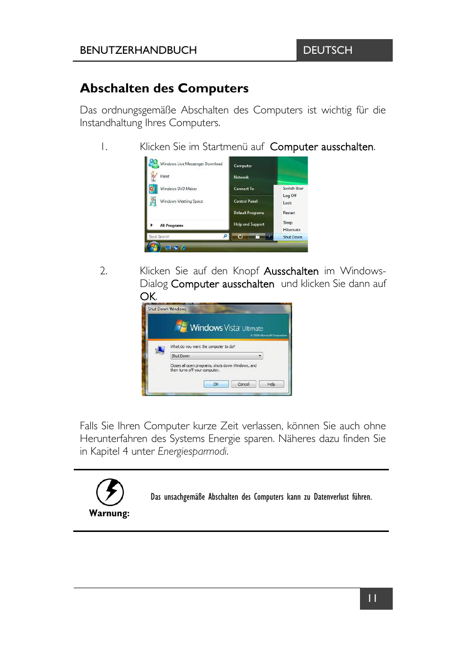 Abschalten des computers | chiliGREEN X7 User Manual | Page 16 / 198