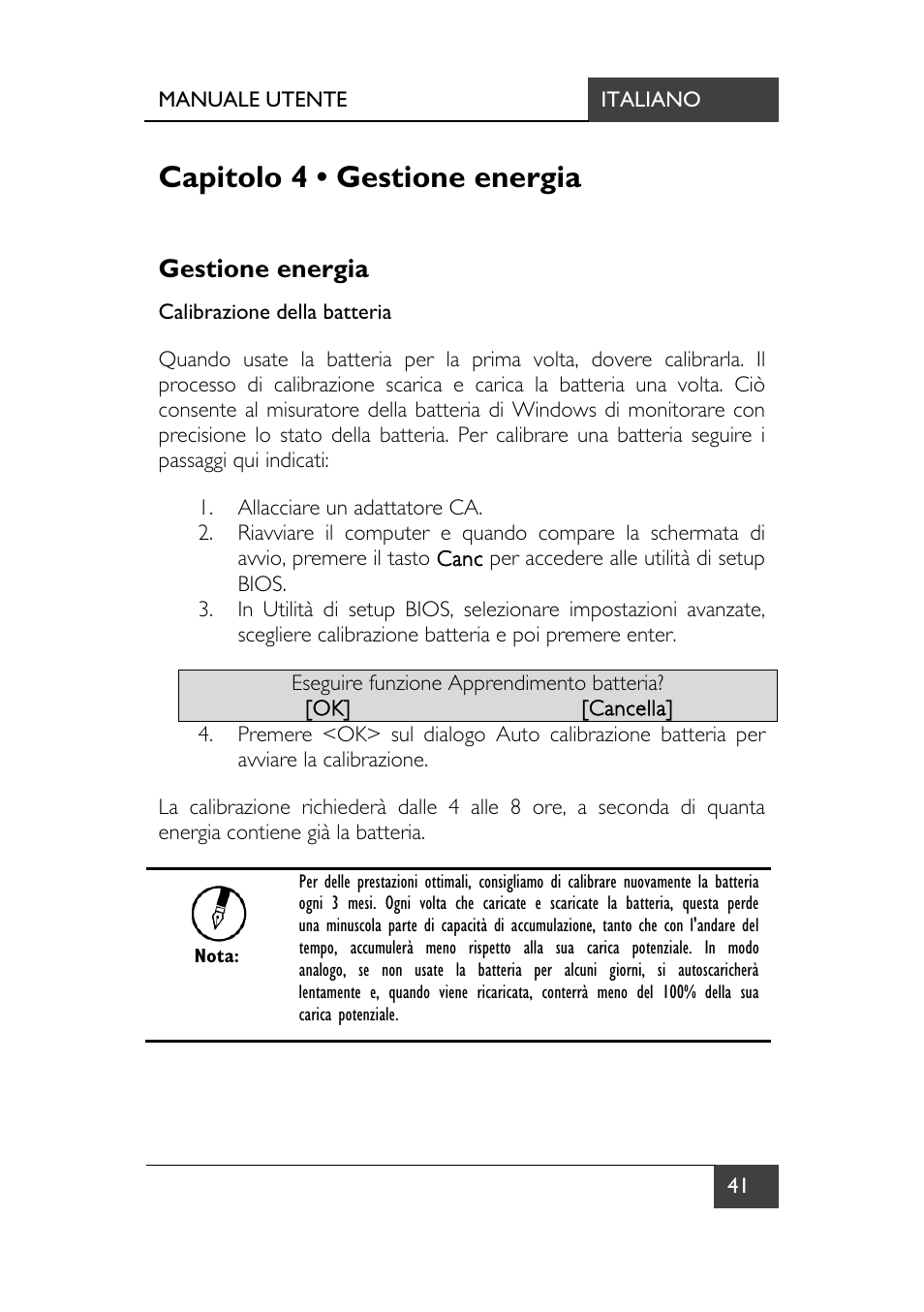Capitolo 4 • gestione energia, Gestione energia | chiliGREEN X7 User Manual | Page 178 / 198