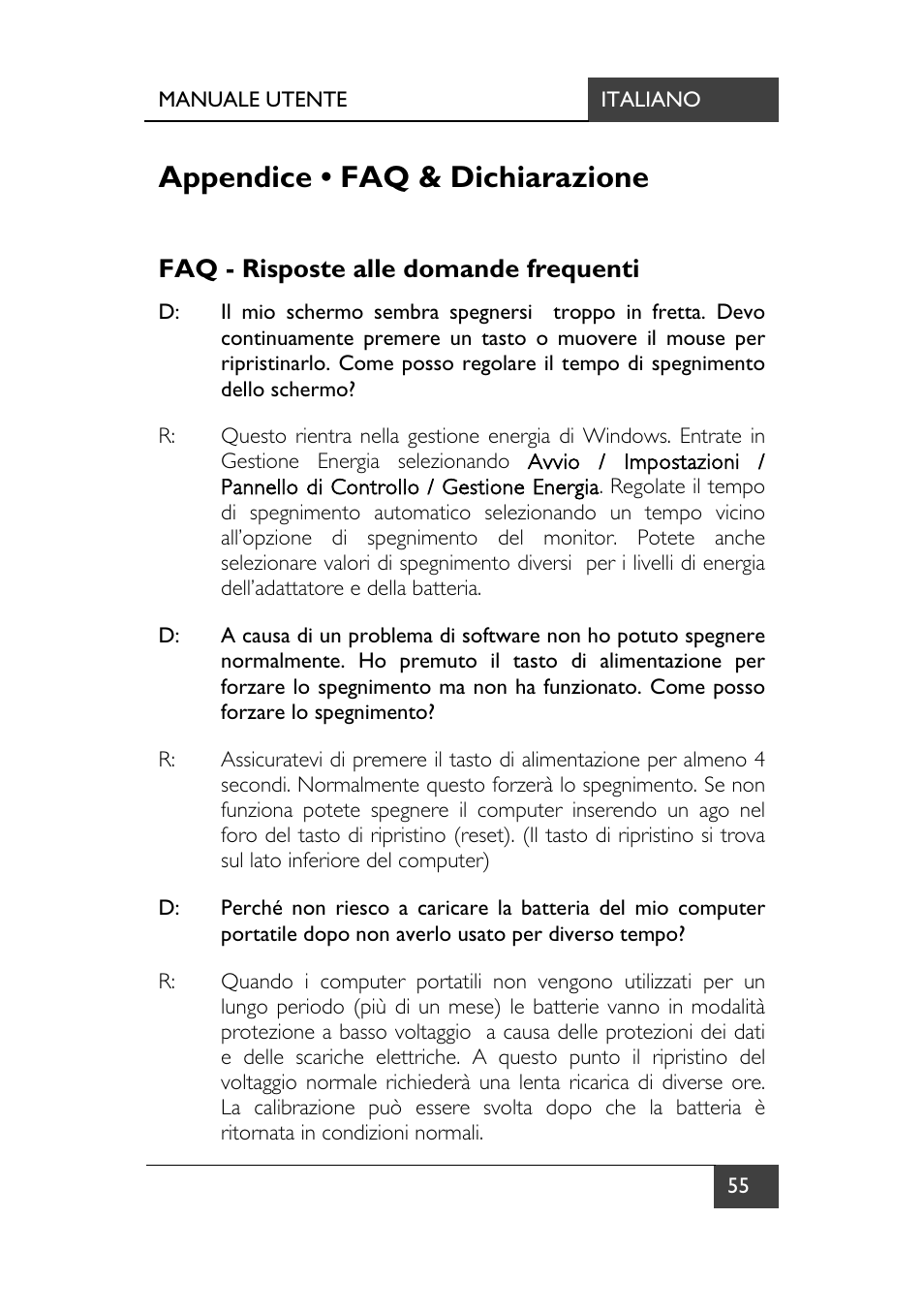 Appendice • faq & dichiarazione, Faq - risposte alle domande frequenti | chiliGREEN X7 User Manual | Page 192 / 198