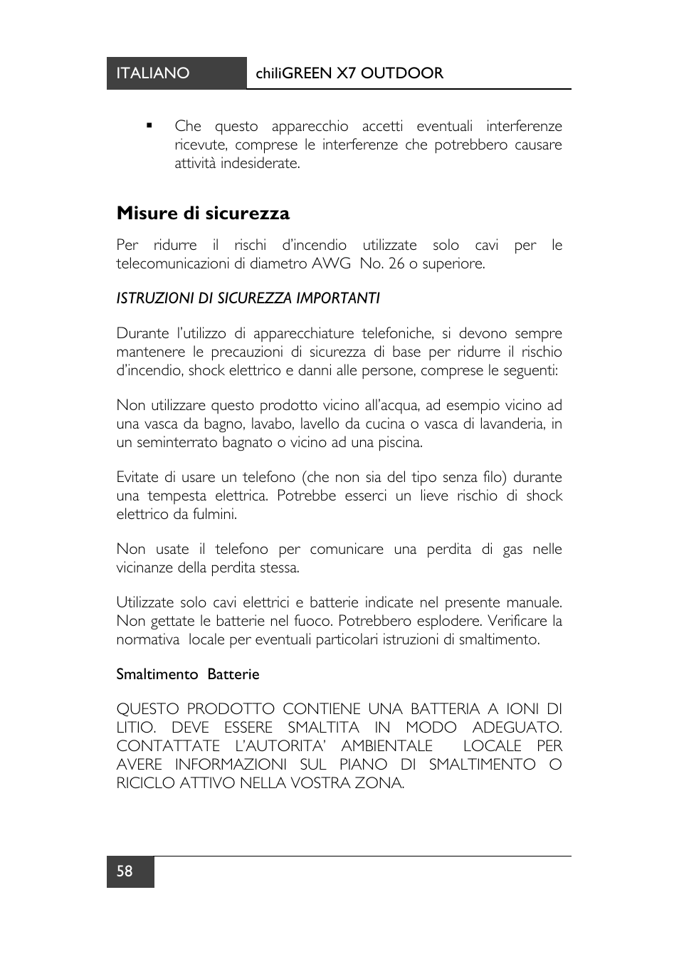 Misure di sicurezza | chiliGREEN X7 User Manual | Page 195 / 198