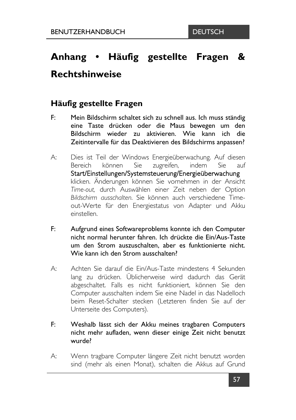 Anhang • häufig gestellte fragen & rechtshinweise, Häufig gestellte fragen | chiliGREEN X7 User Manual | Page 62 / 198