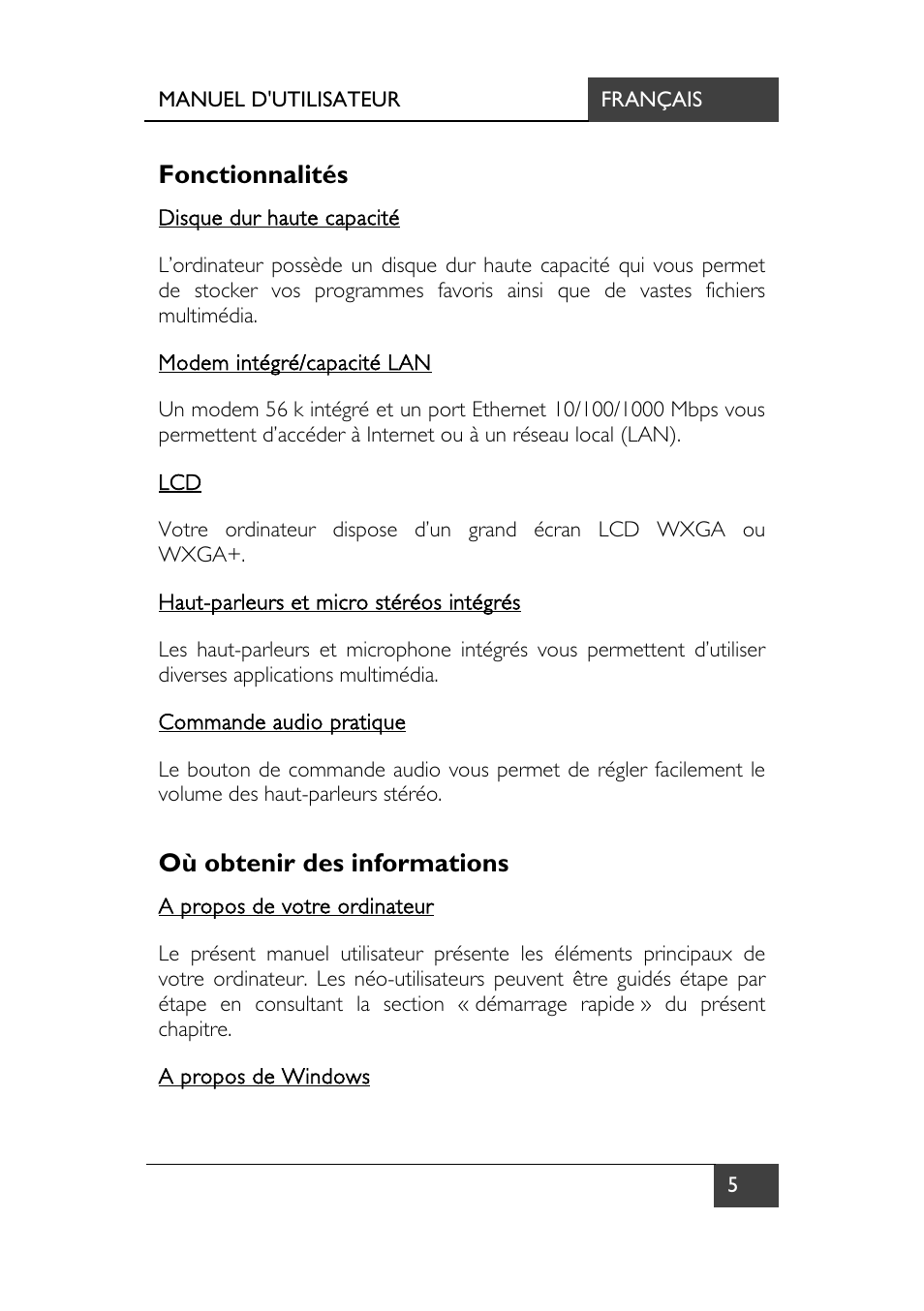 Fonctionnalités, Où obtenir des informations, Fonctionnalités où obtenir des informations | chiliGREEN X7 User Manual | Page 76 / 198