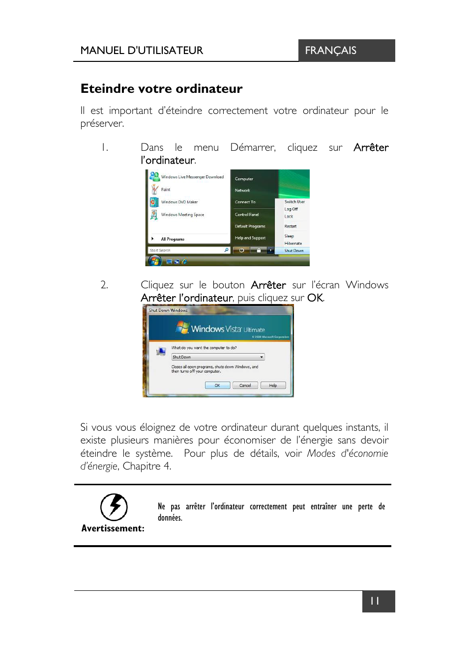 Eteindre votre ordinateur | chiliGREEN X7 User Manual | Page 82 / 198