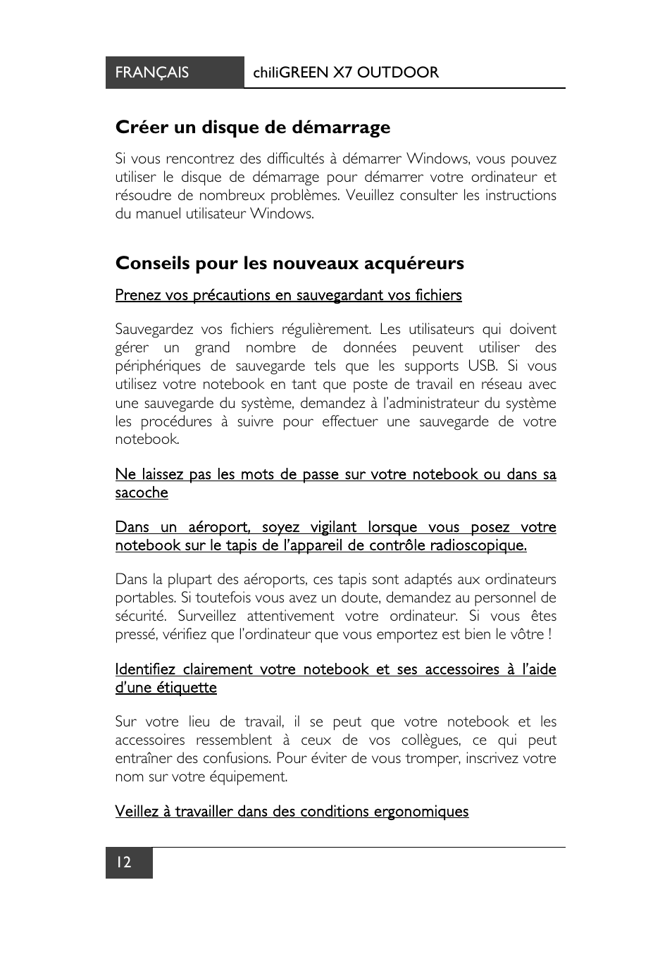 Créer un disque de démarrage, Conseils pour les nouveaux acquéreurs | chiliGREEN X7 User Manual | Page 83 / 198