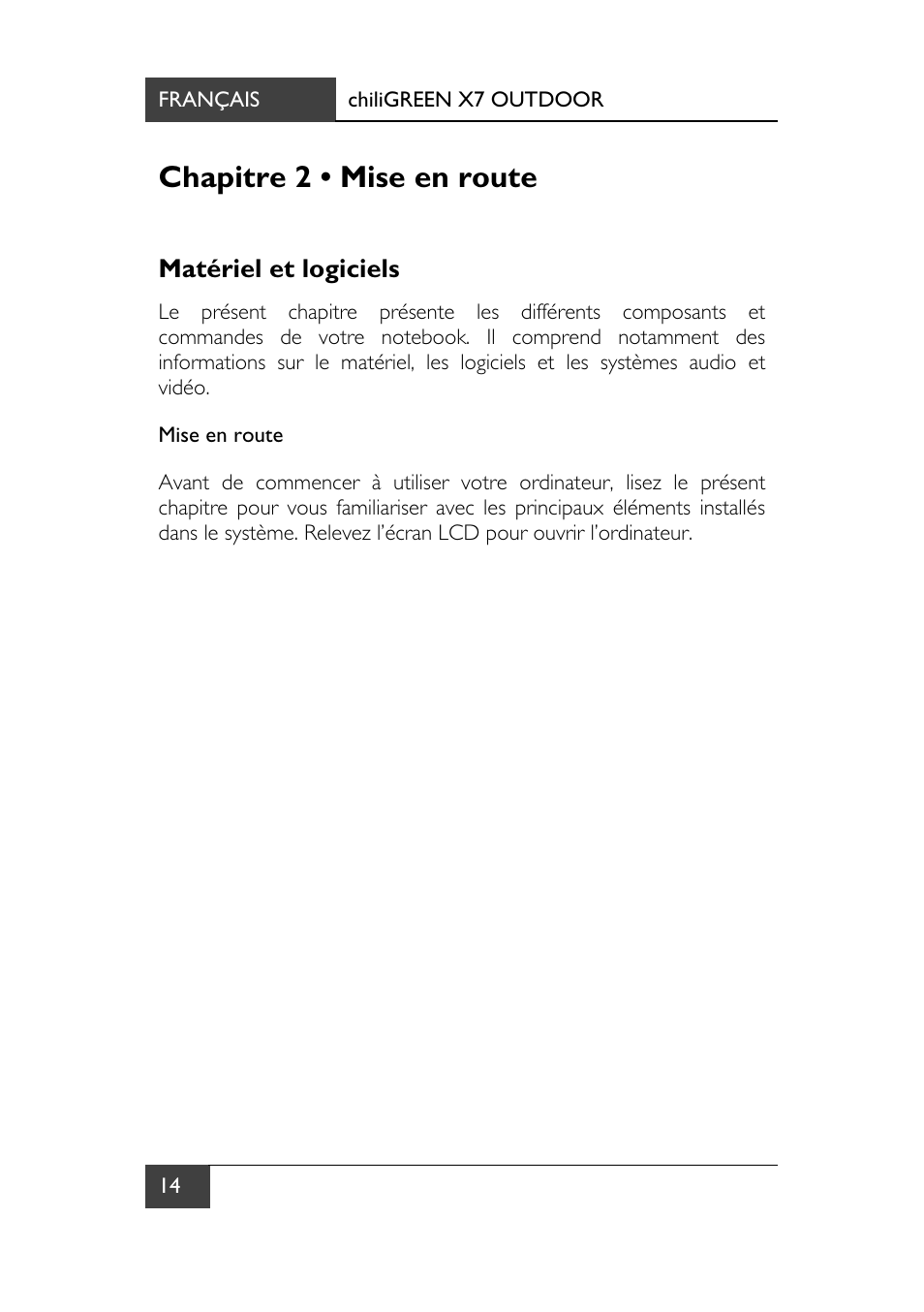 Chapitre 2 • mise en route, Matériel et logiciels | chiliGREEN X7 User Manual | Page 85 / 198