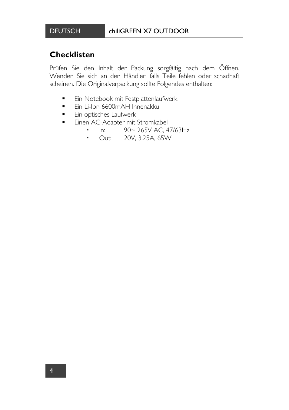 Checklisten | chiliGREEN X7 User Manual | Page 9 / 198