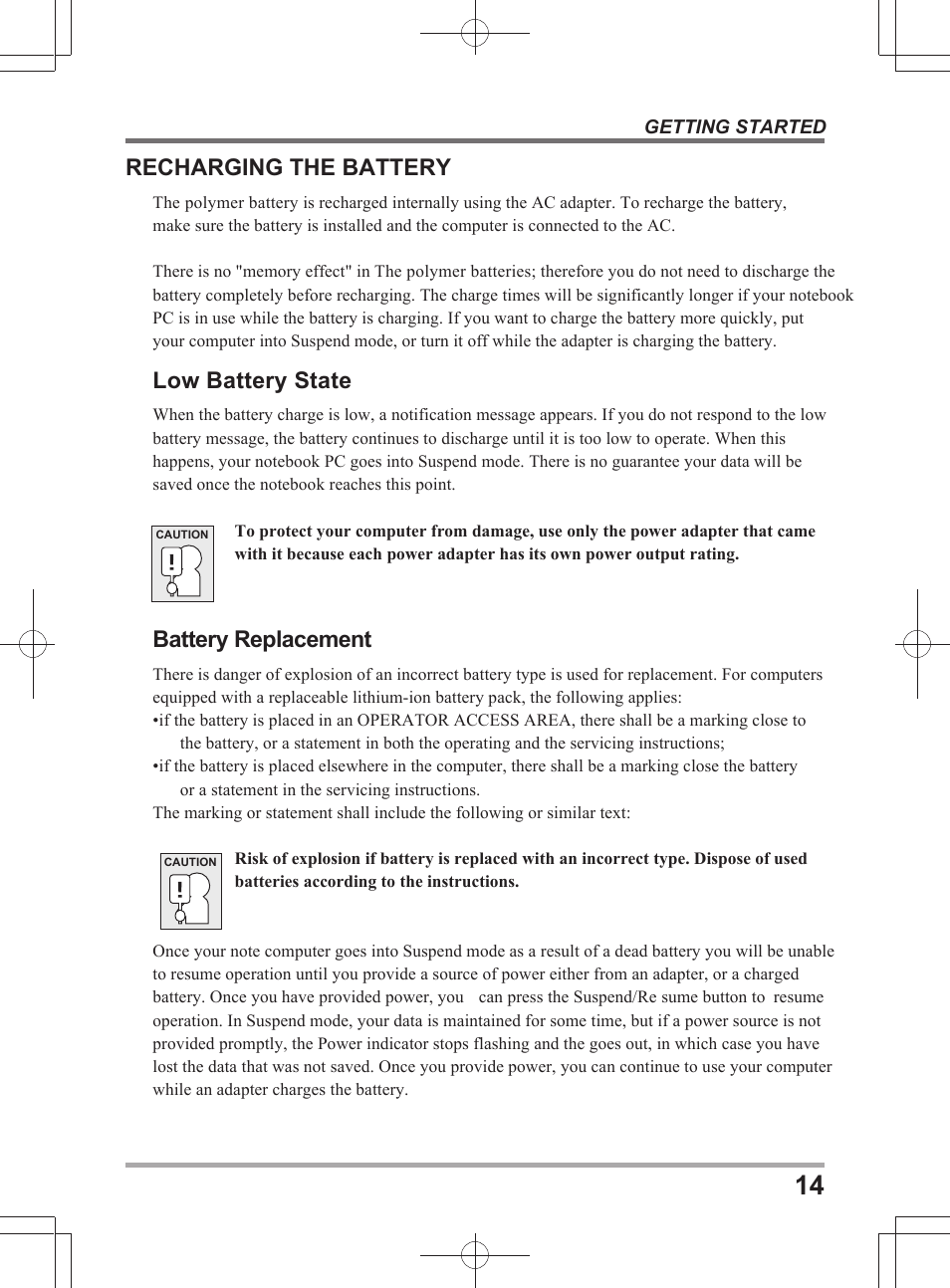 Recharging the battery, Low battery state, Battery replacement | chiliGREEN X501H User Manual | Page 14 / 22
