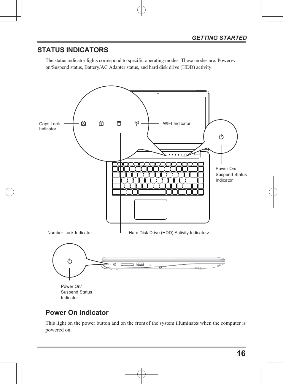 Status indicators, Power on indicator | chiliGREEN X501H User Manual | Page 16 / 22