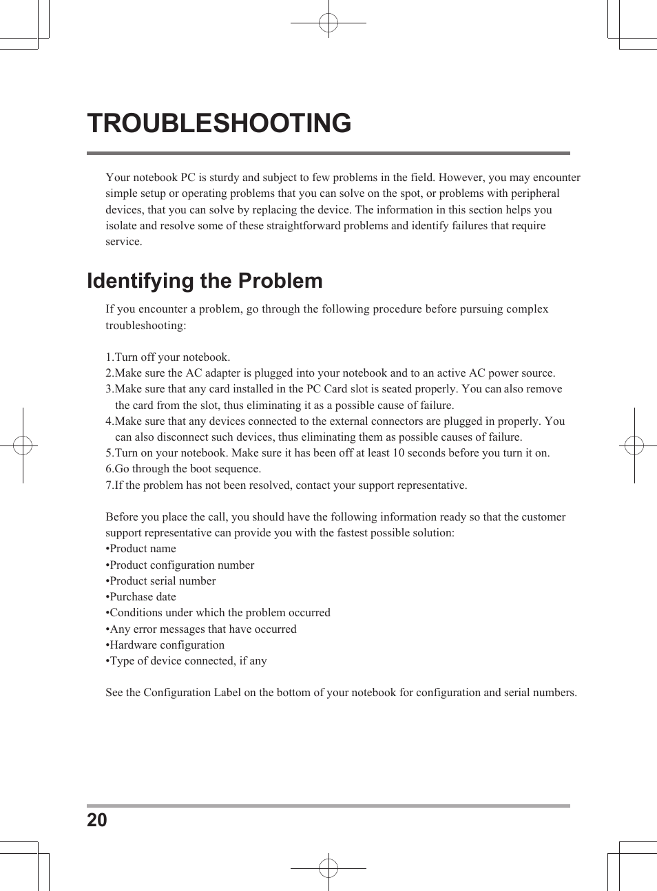 Troubleshooting, Identifying the problem | chiliGREEN X501H User Manual | Page 20 / 22