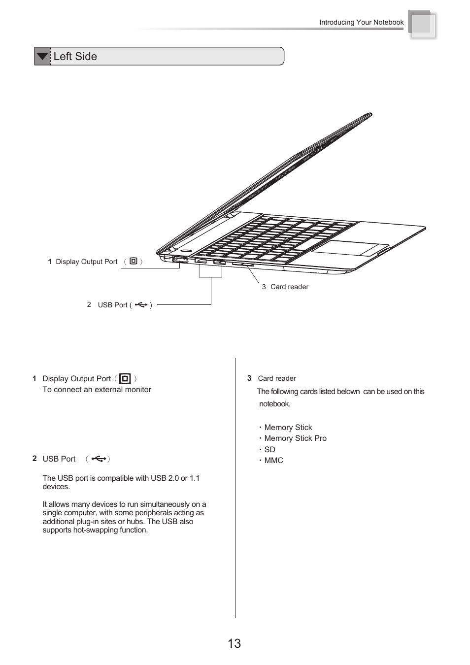 Left side | chiliGREEN X300H User Manual | Page 14 / 22