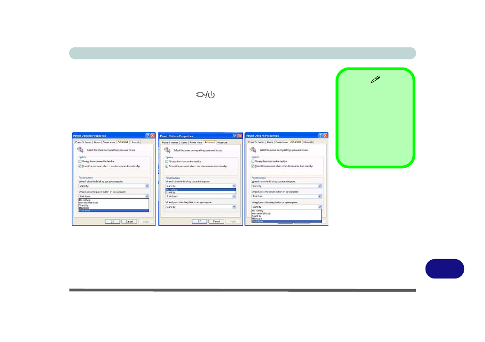 Configuring the power button | chiliGREEN W760K User Manual | Page 203 / 230