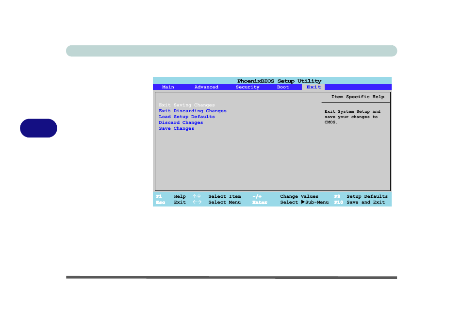 Exit menu, Exit menu -14, Bios utilities 5 - 14 exit menu | Figure 5 - 6 | chiliGREEN W760K User Manual | Page 92 / 230