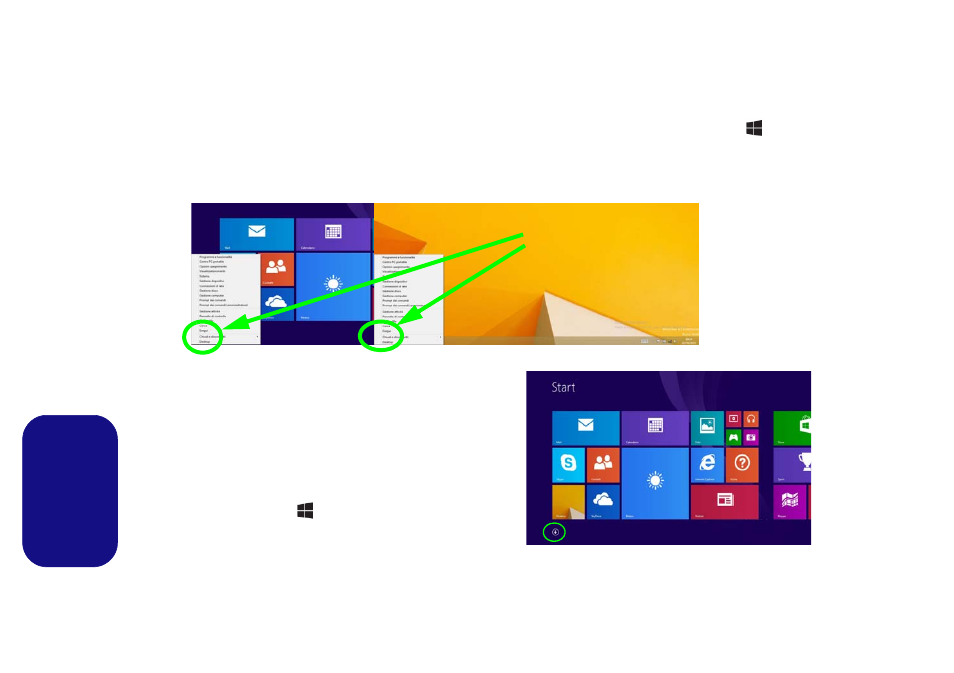 Pannello di controllo di windows 8.1, Schermata start e desktop di windows 8.1, Schermata start e desktop di win- dows 8.1 | Italiano | chiliGREEN W550SU2 User Manual | Page 106 / 114