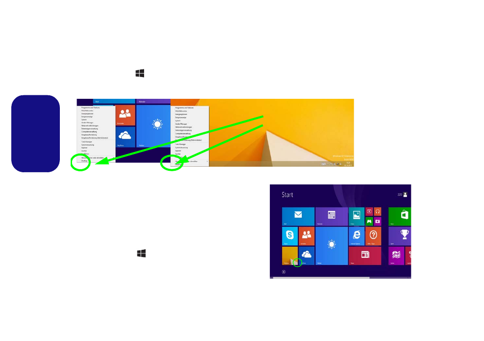 Windows 8.1 systemsteuerung, Windows 8.1 start-bildschirm und desktop, Deutsch | chiliGREEN W550SU2 User Manual | Page 40 / 114
