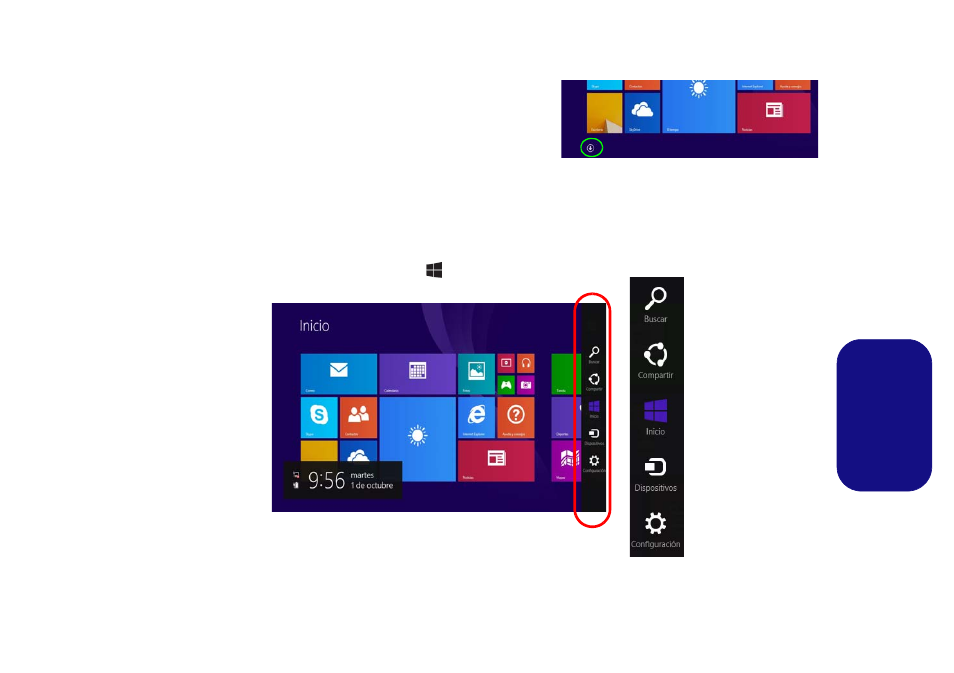 Apps y mosaicos, Barra charms, Apps y mosaicos barra charms | chiliGREEN W550SU2 User Manual | Page 85 / 114