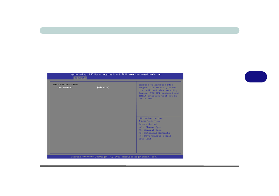 Tpm configuration (security menu) | chiliGREEN W550SU2 User Manual | Page 123 / 256