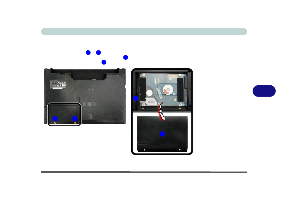Removing the hard disk, 6removing the hard disk | chiliGREEN W550SU2 User Manual | Page 133 / 256