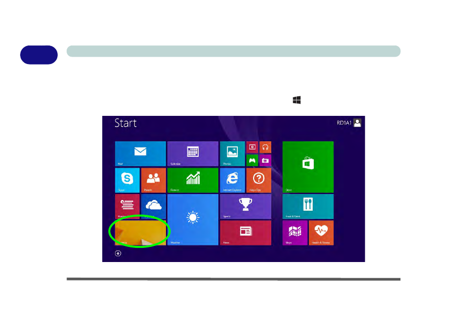 Windows 8.1 start screen & desktop | chiliGREEN W550SU2 User Manual | Page 52 / 256