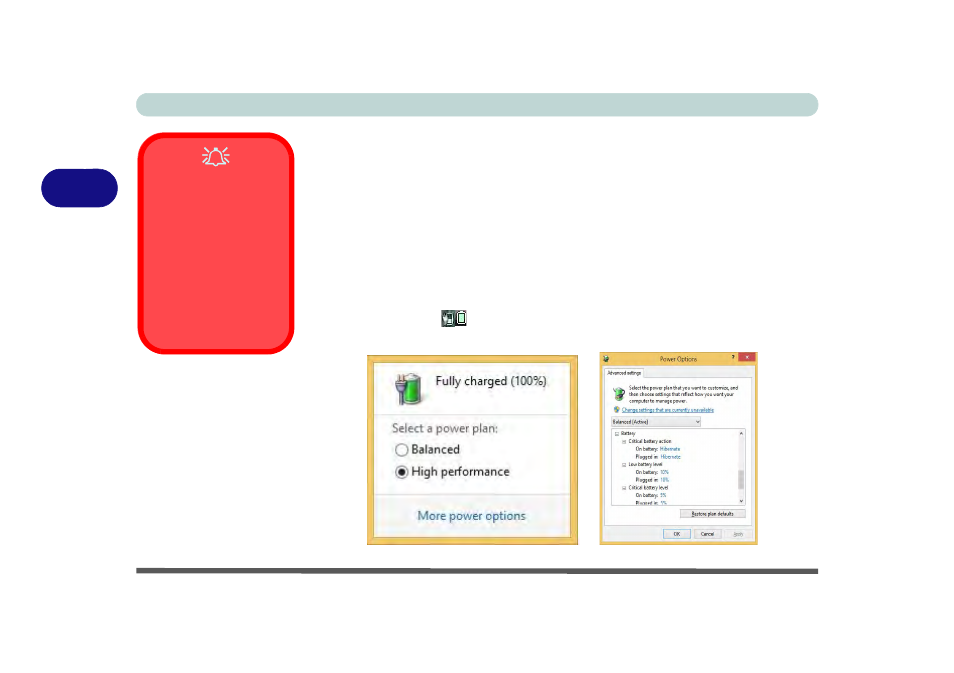 Battery information, Battery power, Refer to | chiliGREEN W550SU2 User Manual | Page 94 / 256