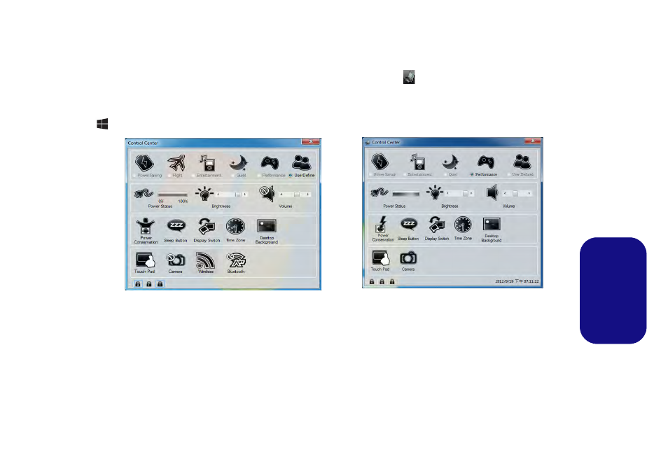 Control center (centro de control), Es pa ñol | chiliGREEN W25BBZ W7 User Manual | Page 74 / 103