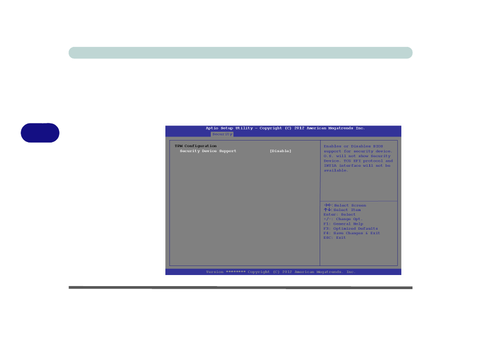 Tpm configuration (security menu) | chiliGREEN W25BBZ W7 User Manual | Page 114 / 312