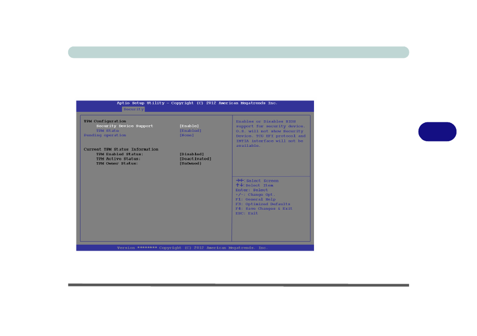 Tpm state (security menu > tpm support enabled) | chiliGREEN W25BBZ W7 User Manual | Page 115 / 312