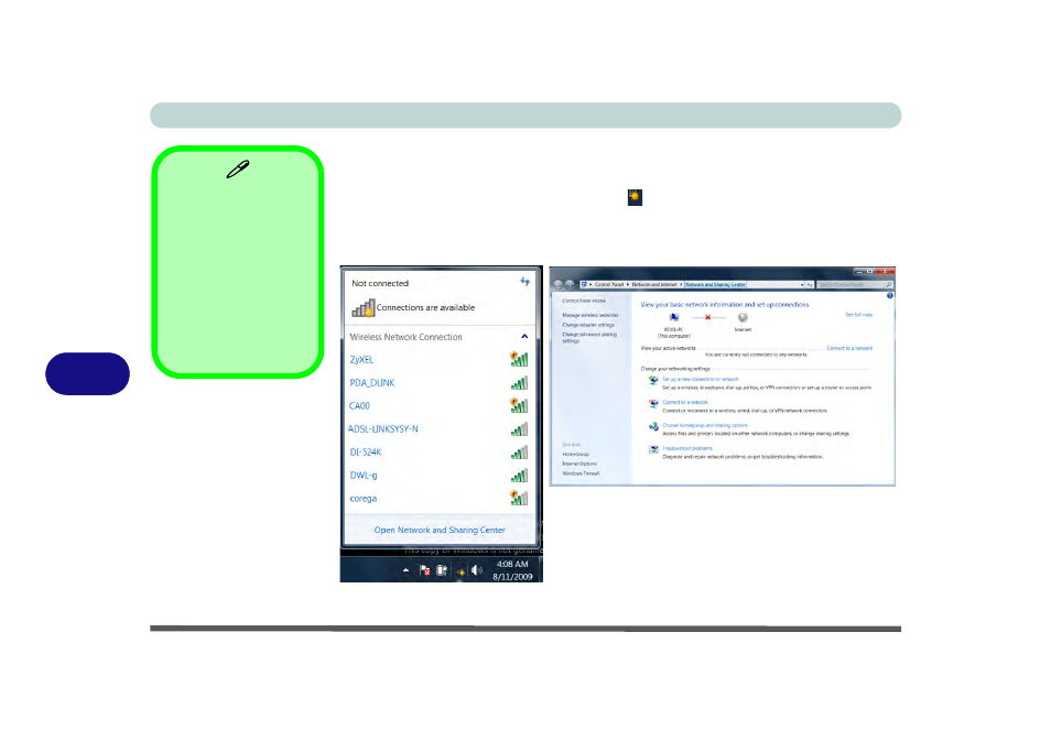 Connecting to a wireless network in windows 7, Connecting to a wireless network in windows 7 -14 | chiliGREEN W25BBZ W7 User Manual | Page 150 / 312